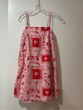 Girls' Pink and Red Printed Sundress